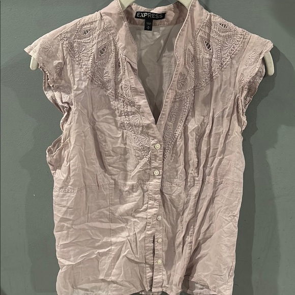 Express Cap Sleeve mauve Button Down Blouse - Picture 1 of 5